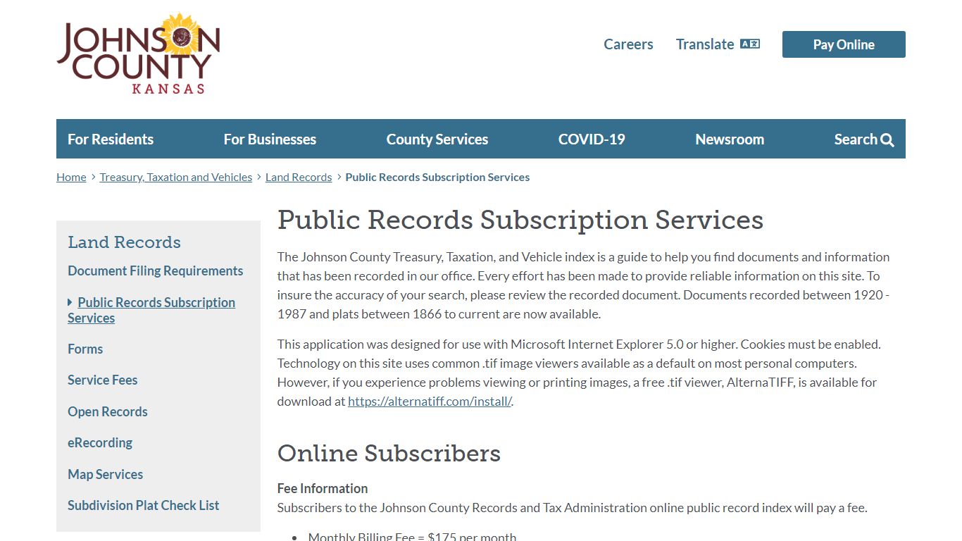 Public Records Subscription Services | Johnson County Kansas